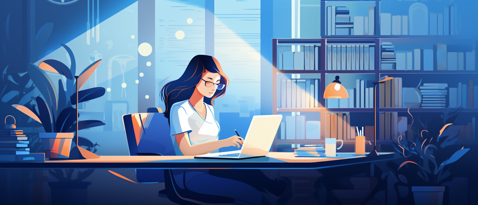 student writing a cv at a desk