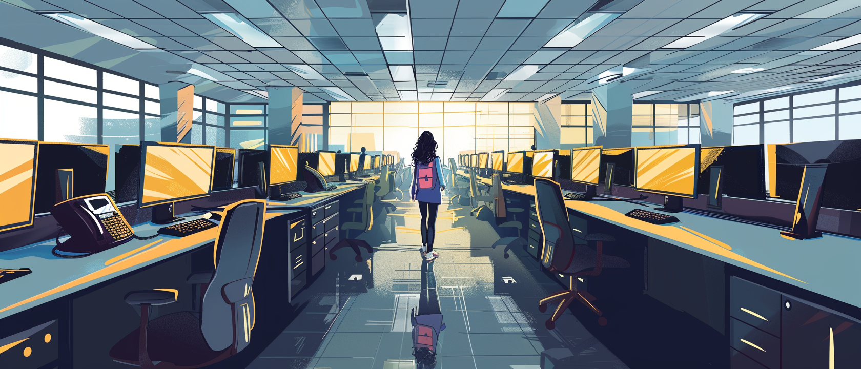 student in an office