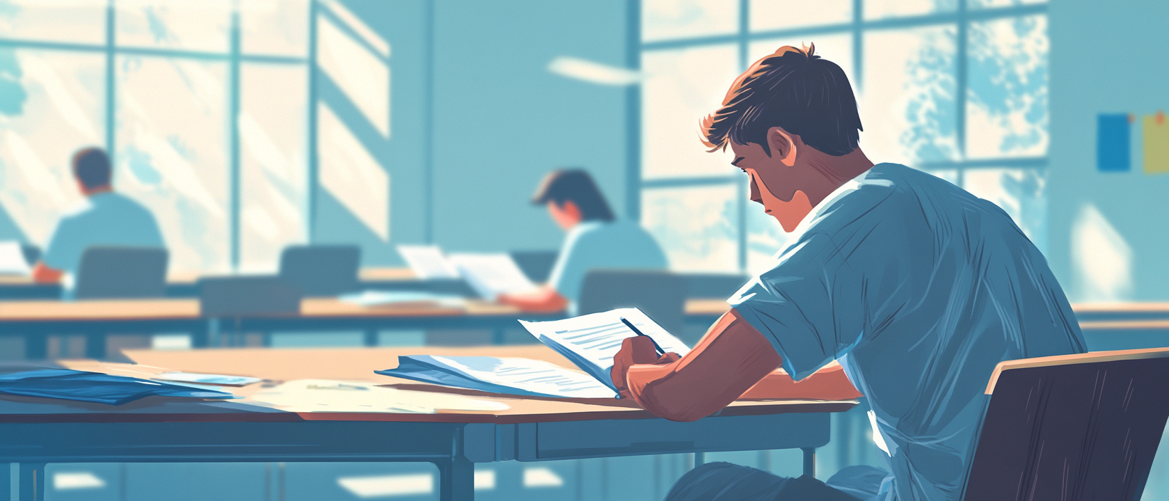 student in a classroom
